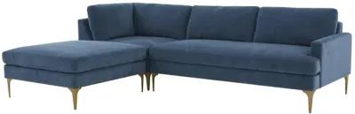 Serena Blue Velvet LAF Chaise Sectional