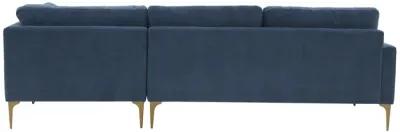 Serena Blue Velvet RAF Chaise Sectional