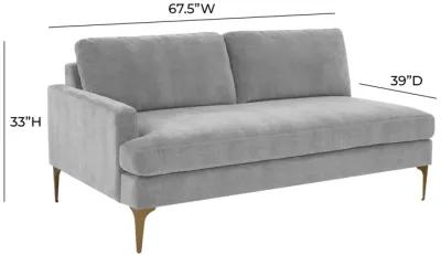 Serena Gray Velvet LAF Loveseat