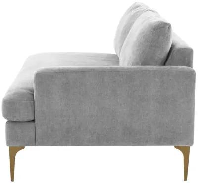 Serena Gray Velvet RAF Loveseat