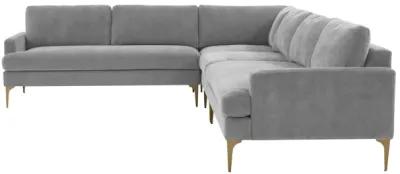 Serena Gray Velvet Large L-Sectional