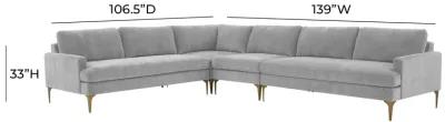 Serena Gray Velvet Large L-Sectional