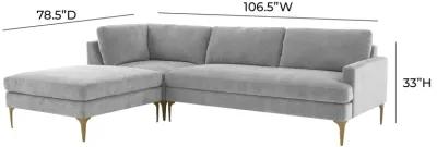 Serena Gray Velvet LAF Chaise Sectional