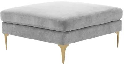 Serena Gray Velvet Ottoman