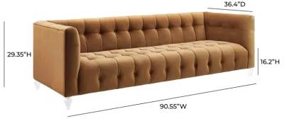 Bea Cognac Velvet Sofa