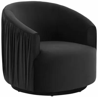 London Black Pleated Swivel Chair