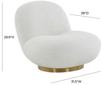 Emily White Boucle Swivel Chair