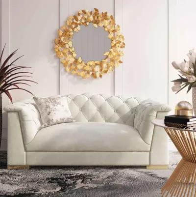 Farah Cream Velvet Loveseat