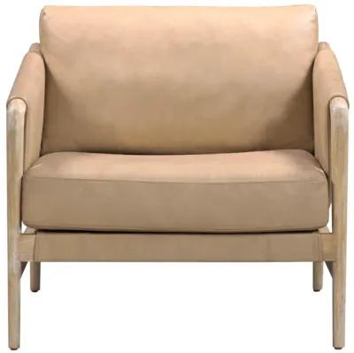 Chakka Tan Genuine Leather Accent Chair