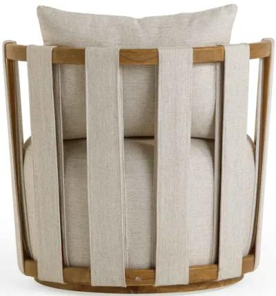 Paolo Cream Textured Weave Swivel Chair