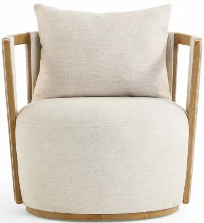 Paolo Cream Textured Weave Swivel Chair