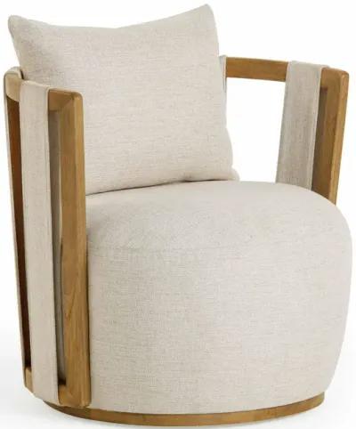 Paolo Cream Textured Weave Swivel Chair