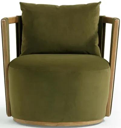 Paolo Green Upcycled Distressed Velvet Swivel Chair