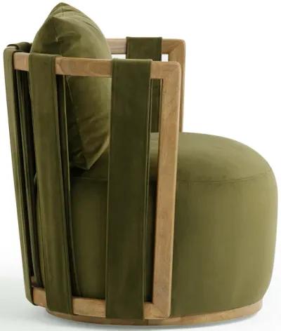 Paolo Green Upcycled Distressed Velvet Swivel Chair