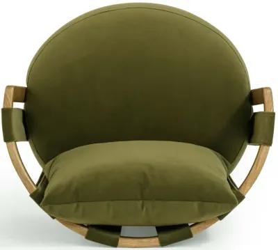 Paolo Green Upcycled Distressed Velvet Swivel Chair