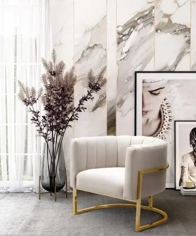 Magnolia Spotted Cream Chair with Gold