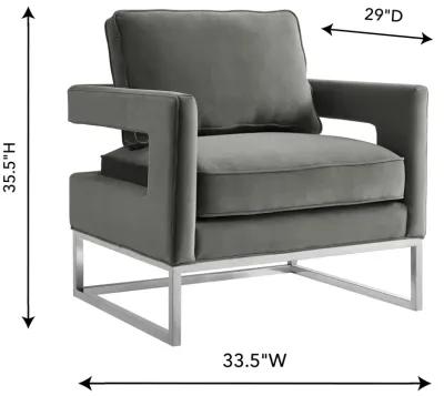 Avery Grey Velvet Chair - Silver Frame