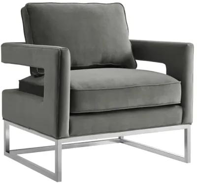 Avery Grey Velvet Chair - Silver Frame