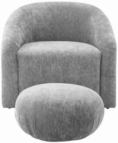 Boboli Grey Chenille Chair + Ottoman Set