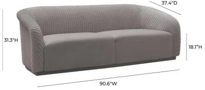 Yara Pleated Grey Velvet Sofa