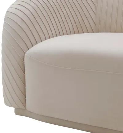 Yara Pleated Beige Velvet Sofa