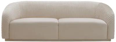 Yara Pleated Beige Velvet Sofa