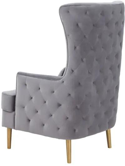 Alina Grey Tall Tufted Back Chair