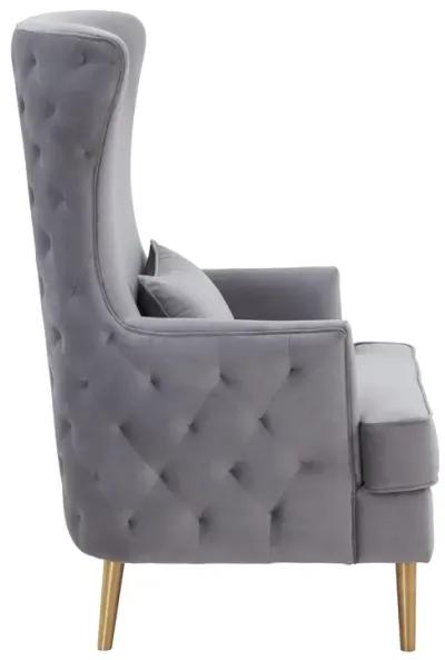 Alina Grey Tall Tufted Back Chair