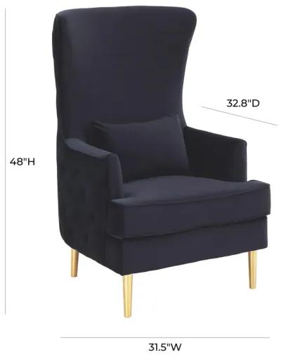 Alina Black Tall Tufted Back Chair