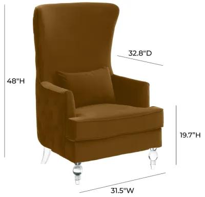 Aubree Tall Chair with Acrylic Legs - Cognac