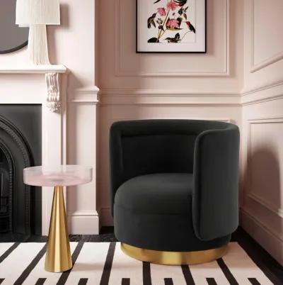 Remy Black Velvet Swivel Chair