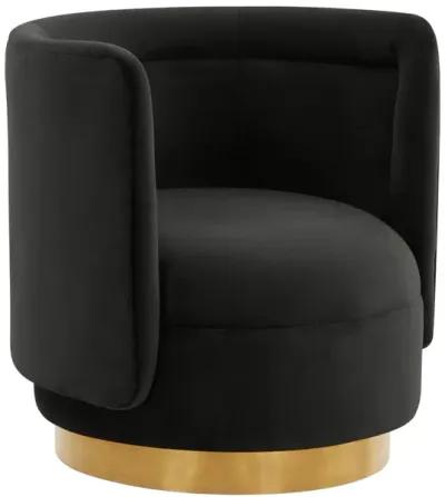 Remy Black Velvet Swivel Chair