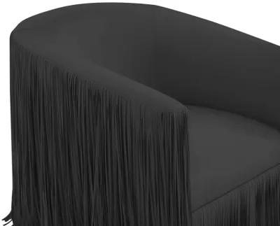 Shag Me Black Performance Vegan Leather Swivel Chair