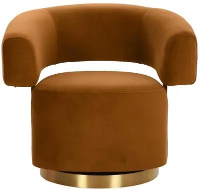 River Cognac Velvet Swivel Accent Chair