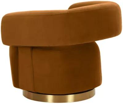 River Cognac Velvet Swivel Accent Chair