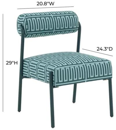 Jolene Green Patterned Linen Accent Chair