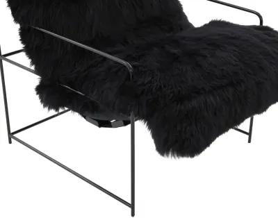 Kimi Black Genuine Sheepskin Chair