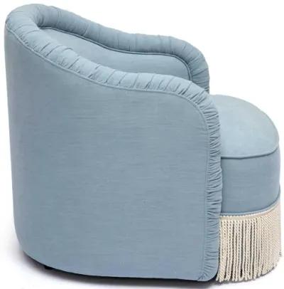 Pamela Faded Blue Recycled Fabric Tassel Lounge Chair