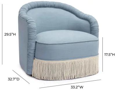 Pamela Faded Blue Recycled Fabric Tassel Lounge Chair