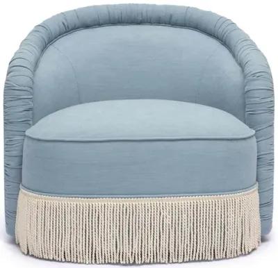 Pamela Faded Blue Recycled Fabric Tassel Lounge Chair