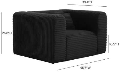 Tarra Fluffy Oversized Black Corduroy Armchair