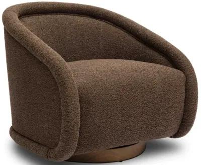 Rory Chocolate Brown Boucle Swivel Chair