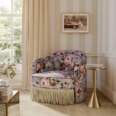 Pamela Spring Floral Print Tasseled Lounge Chair