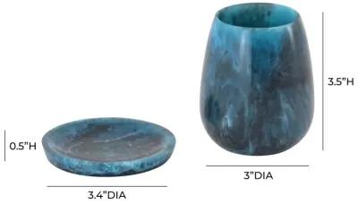 Rounded Blue Swirl Resin Kiddush Cup