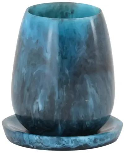 Rounded Blue Swirl Resin Kiddush Cup