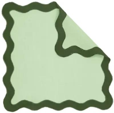 Scalloped Edge Olive Green Cotton Placemat - Set of 4