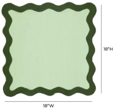 Scalloped Edge Olive Green Cotton Placemat - Set of 4