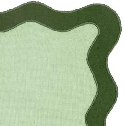 Scalloped Edge Olive Green Cotton Placemat - Set of 4