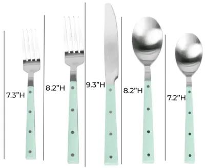 Soline Mint and Stainless Steel Flatware - Set of 5 Pieces - Service for 1