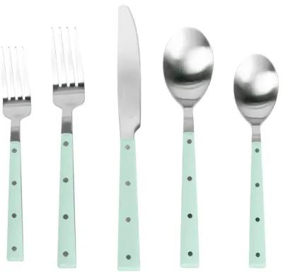 Soline Mint and Stainless Steel Flatware - Set of 5 Pieces - Service for 1